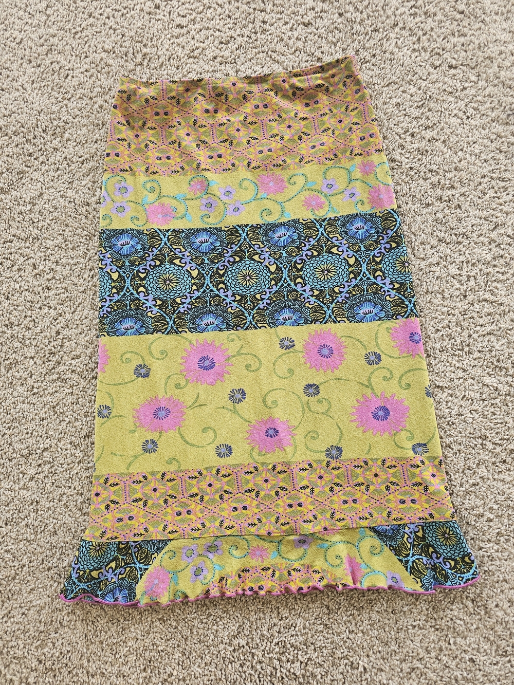 Vintage Tessuto Colorful 90s Y2k Floral Print Skirt - Picture 3 of 5